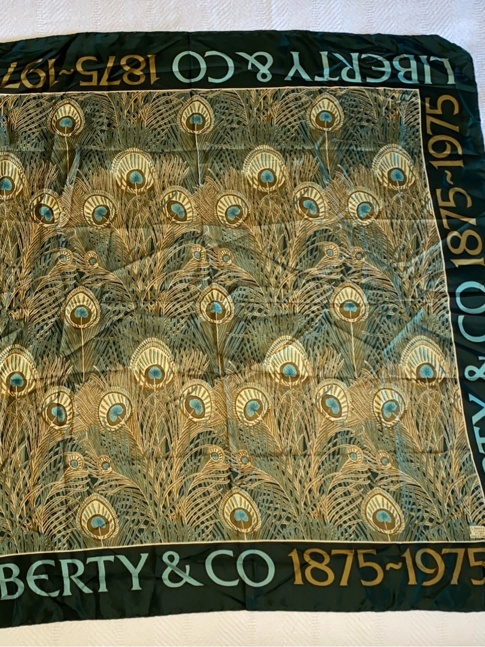 Vintage LIBERTY of London Anniversary Hera Peacock Feather Scarf 1875-1975 